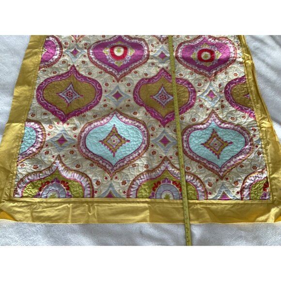 Dena Home Twin Quilt & 2 Shams Pink, Aqua, Yellow & Green Casablanca Moroccan - Picture 15 of 16